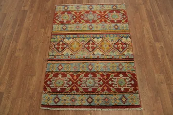 Geometric Kazak Oriental Area Rug 3x4