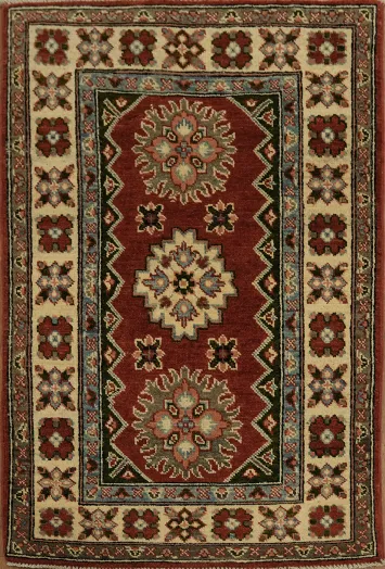 Geometric Kazak Oriental Area Rug 3x4