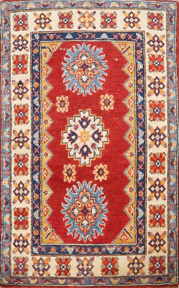 Geometric Kazak Oriental Area Rug 3x4