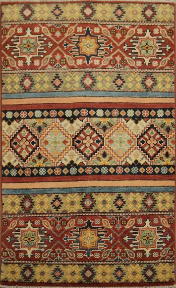 Tribal Geometric Kazak South-western Style Wool Rug 3x4
