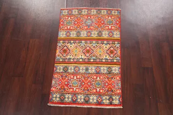 Tribal Geometric Kazak Oriental Area Rug 3x4