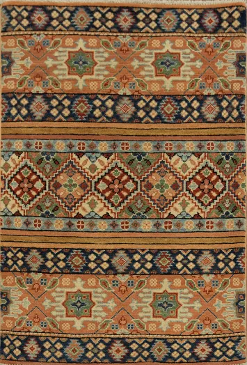 Southwestern Vibe Geometric Kazak Pakistani Wool Rug 3x4