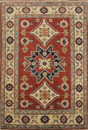 Classic Red Kazak Rug with Rich Cultural Depictions 3x4