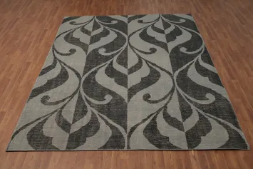 Elegant Gray and Charcoal Vintage Style Area Rug 8x10