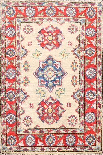 Geometric Kazak Oriental Area Rug 2x3