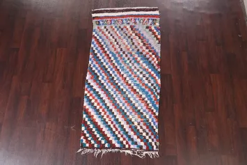 Checkered Moroccan Oriental Runner Rug 3x7
