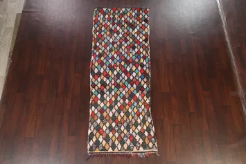 Checkered Moroccan Oriental Runner Rug 3x9