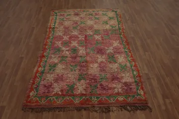 Elegant Moroccan Area Rug 5x9 with Natural Earth Tones and Pink