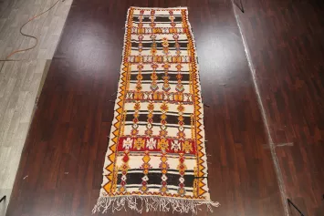 Antique Wool Moroccan Oriental Runner Rug 5x13