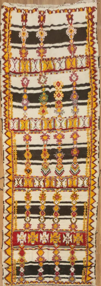 Antique Wool Moroccan Oriental Runner Rug 5x13