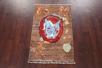 Abstract Kazak Oriental Wool 3x4 Rug