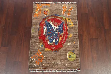Contemporary Abstract Oriental Area Rug 3x4