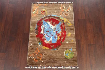 Modern Abstract Oriental Area Rug 3x4