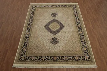 Traditional Tabriz Mahi Rug Featuring Classic Medallion 9x12
