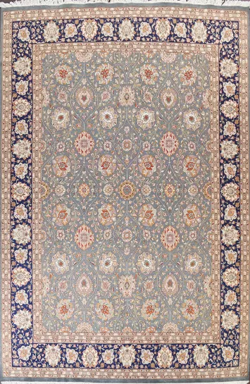 Vegetable Dye Floral Tabriz Oriental Area Rug 9x12