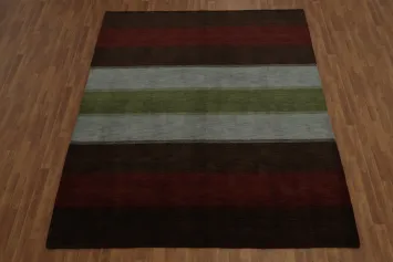 Rustic Striped Gabbeh Area Rug 8x10 Adding Depth to Classic Home Decor