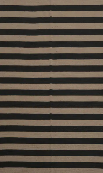Timeless Black and Beige Stripes Gabbeh Area Rug 7x10 for Elegant Homes