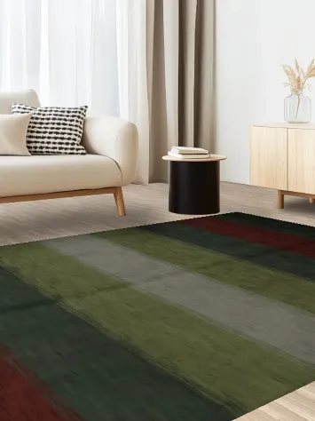 Richly Colored Striped Gabbeh Area Rug 7x10 with Earthy Elegance