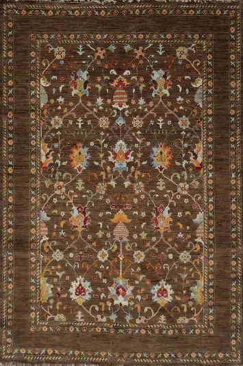 Elegant Floral Motif Wool Rug for Classic Living Room Decor 7x10