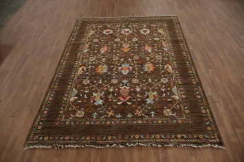 Elegant Floral Motif Wool Rug for Classic Living Room Decor 7x10