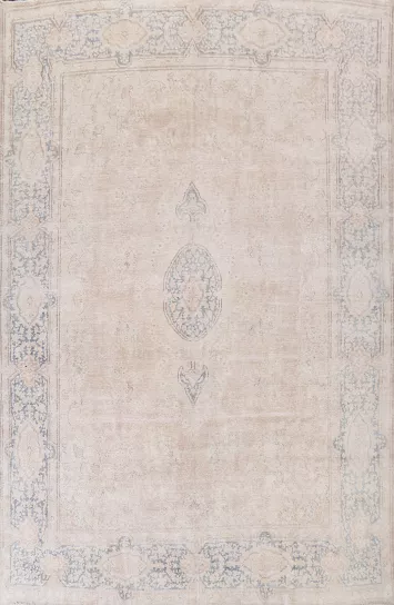 Muted Distressed Kerman Persian Area Rug 10x13