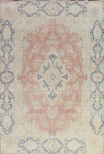 Muted Distressed Kerman Persian Area Rug 10x13