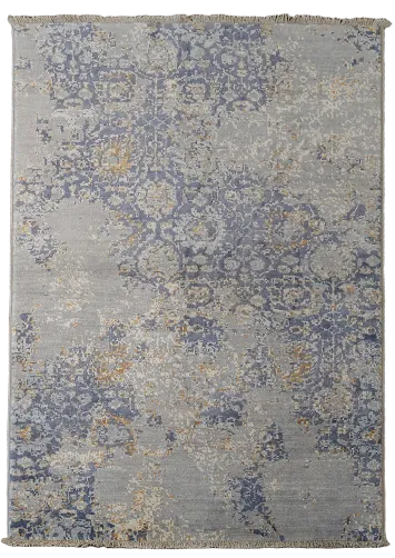 Refined Abstract Rug with Antique Blue Highlights 3x5 ft