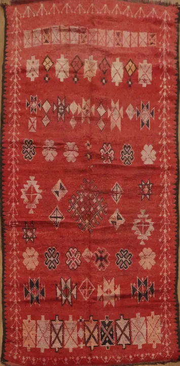 Antique Moroccan Wool Rug 5x10