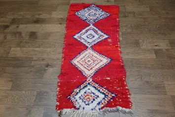 Red Moroccan Wool Rug 3x6