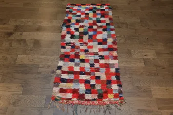 Checkered Moroccan Runner Rug 3x7