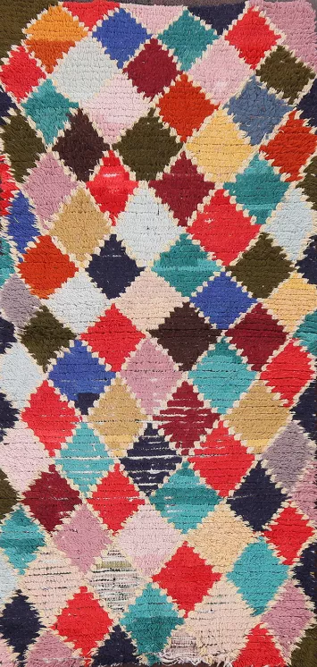 Checked Moroccan Wool Area Rug 3x6