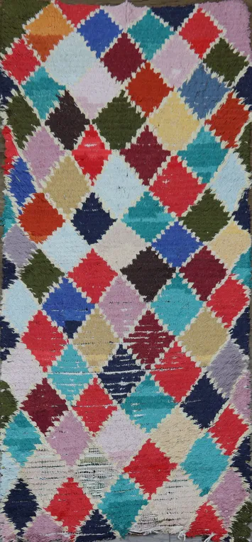 Checked Moroccan Wool Area Rug 3x6