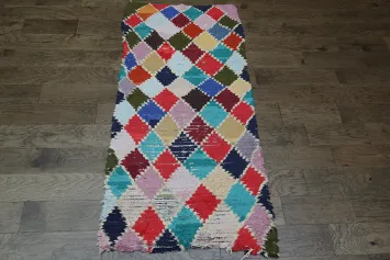 Checked Moroccan Wool Area Rug 3x6