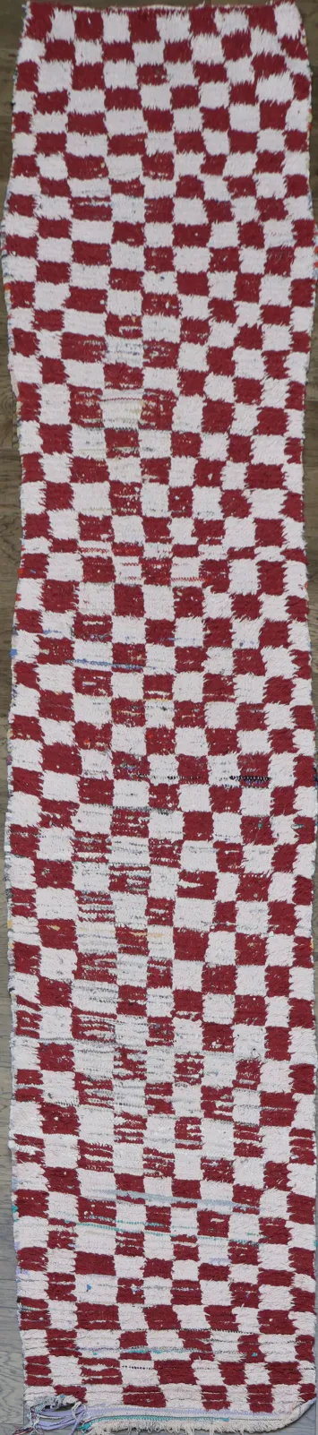 Checked Moroccan Runner Rug 3x11