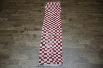 Checked Moroccan Runner Rug 3x11