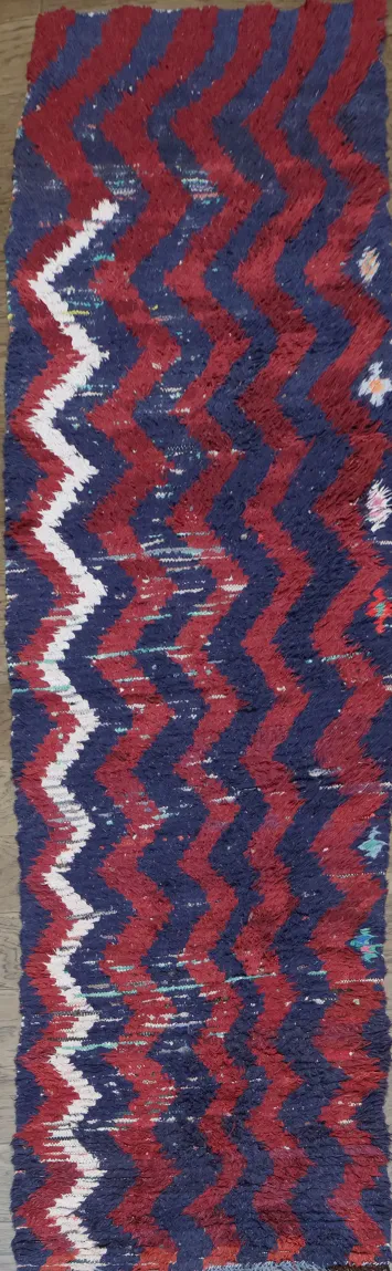 Chevron Moroccan Wool Runner Rug 3x9