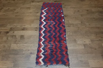 Chevron Moroccan Wool Runner Rug 3x9