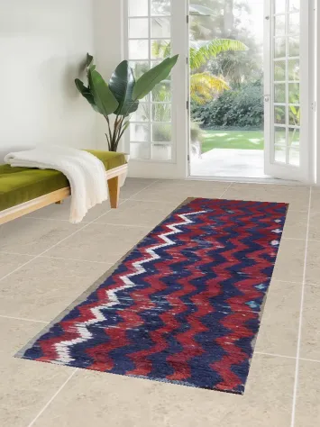 Chevron Moroccan Wool Runner Rug 3x9