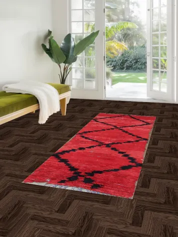 Vintage Moroccan Red Runner Rug 3x7