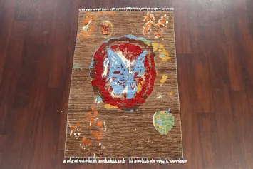 Modern Abstract Wool Rug 3x4