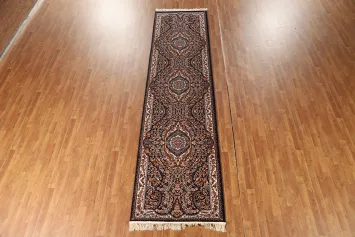 Black Tabriz Persian Runner Rug 3x13