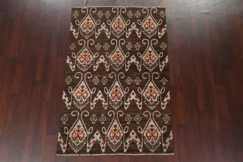 Vegetable Dye Abstract Handmade Area Rug 4x7