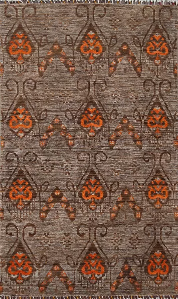 Vegetable Dye Abstract Wool Area Rug 4x6