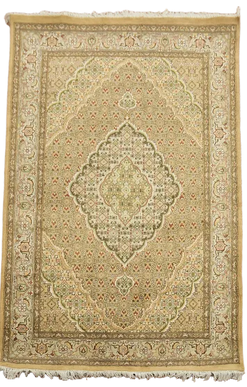 Vegetable Dye Tabriz Mahi Wool/ Silk Oriental Rug 4x6