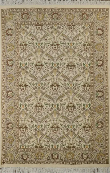 Vegetable Dye Aubusson Handmade Wool Rug 4x6