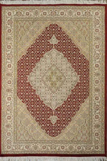 Vegetable Dye Red Tabriz Mahi Wool Area Rug 4x6