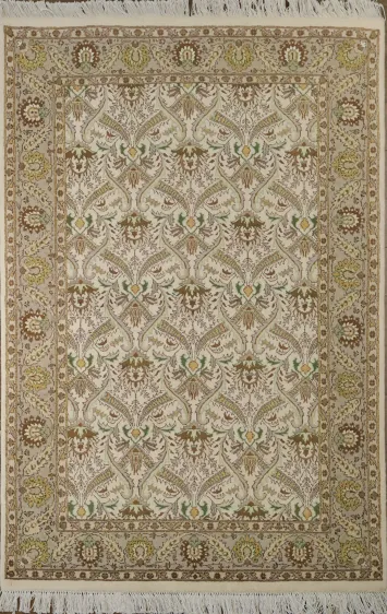 Vegetable Dye Aubusson Handmade Wool Rug 4x6