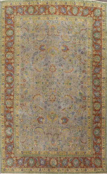 All-Over Floral Tabriz Persian Area Rug 7x11