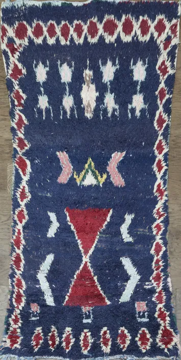 Navy Blue Moroccan Handmade Rug 3x6