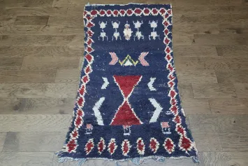 Navy Blue Moroccan Handmade Rug 3x6